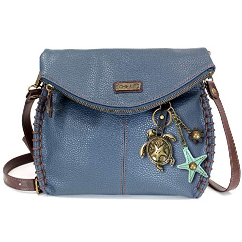 chala バッグ パッチ カバン かわいい CHALA Charming Crossbody Bag - Flap Top and Key Charm in Navy Blue, Cross-Body or Shoulder(Metal Turtle)chala バッグ パッチ カバン かわいい