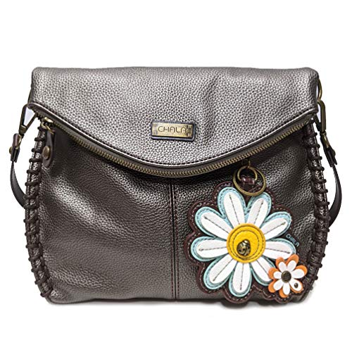 chala バッグ パッチ カバン かわいい CHALA Charming Crossbody Bag Shoulder Handbag With Flap Top and Zipper Navy/Pewter (Coin Purse_ Daisy)chala バッグ パッチ カバン かわいい