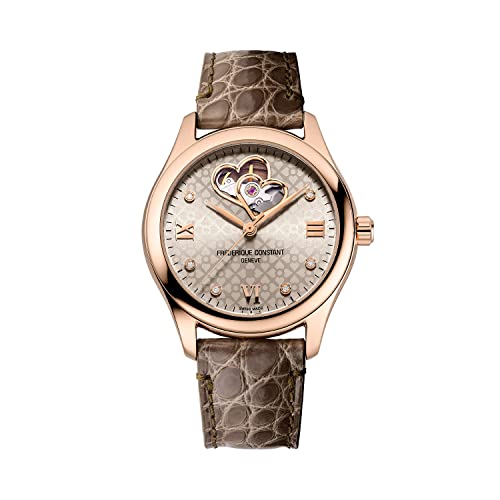 腕時計 フレデリックコンスタント レディース Frederique Constant Women's Stainless Steel Automatic Watch with Alligator Strap, 20 (Model: FC-310LGDHB3B4), Taupe & Gray腕時計 フレデリックコンスタント レディース｜angelica