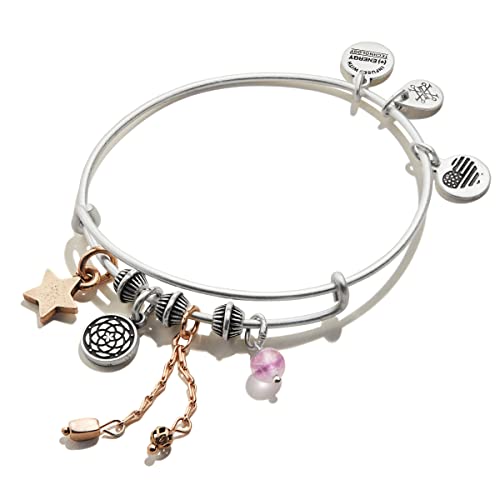 アレックスアンドアニ アメリカ アクセサリー ブランド かわいい Alex and Ani Women's New Beginnings Cluster Charm Bangle Two Tone, Rafaelian Silver, Expandableアレックスアンドアニ アメリカ アクセサリー ブランド かわいい｜angelica