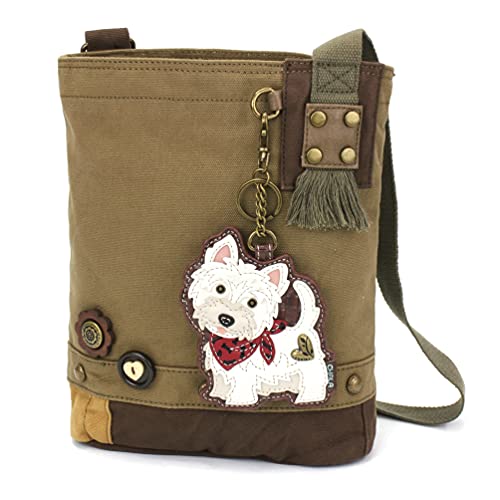 chala バッグ パッチ カバン かわいい Chala Women Handbag Patch Crossbody - Westie - Olivechala バッグ パッチ カバン かわいい
