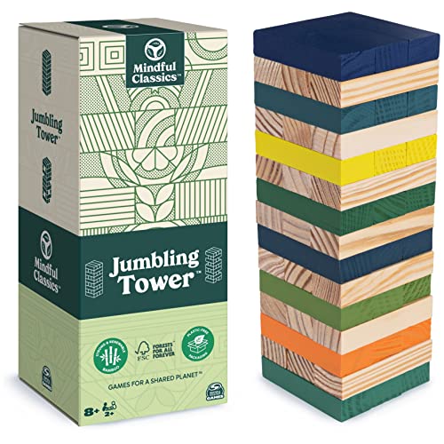 ボードゲーム 英語 アメリカ 海外ゲーム Mindful Classics, Jumbling Tower Sustainable Wooden Blocks Tumbling Toppling Bamboo Wood Party Stacking Game, for Adults and Kids Ages 8 and upボードゲーム 英語 アメリカ 海外ゲーム｜angelica