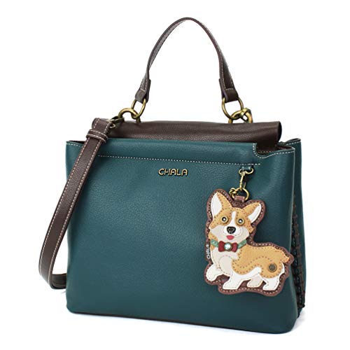 chala 御徒面子 継ぎ切れ 袋 愛くるしい CHALA Charming Satchel with Adjustable Strap - Corgi - Turquoisechala 御徒面子 継ぎ切れ 袋 愛くるしい