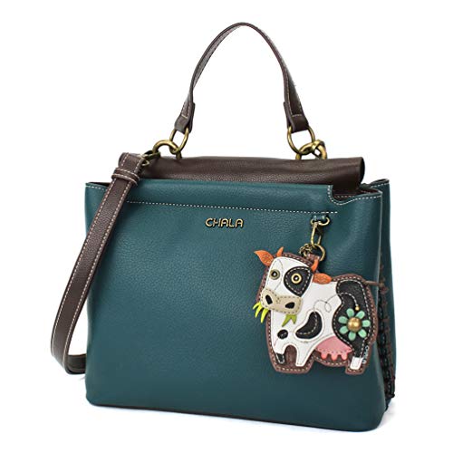 chala 御徒面子 継ぎ切れ 袋 愛くるしい CHALA Charming Satchel with Adjustable Strap - Cow - Turquoisechala 御徒面子 継ぎ切れ 袋 愛くるしい