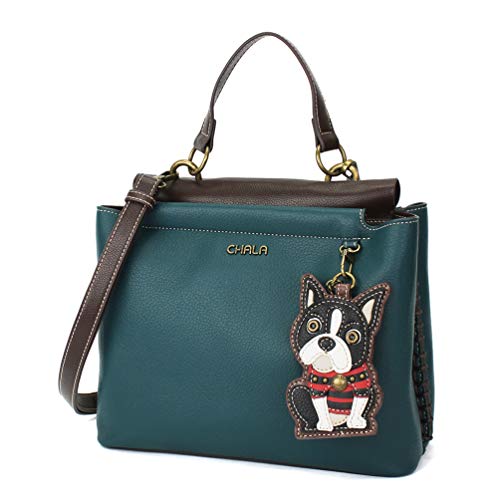 chala 御徒面子 継ぎ切れ 袋 愛くるしい CHALA Charming Satchel with Adjustable Strap - Boston Terrier - Turquoisechala 御徒面子 継ぎ切れ 袋 愛くるしい
