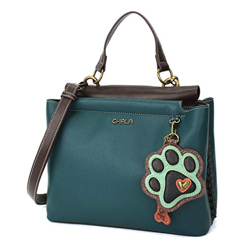 chala 御徒面子 継ぎ切れ 袋 愛くるしい CHALA Charming Satchel with Adjustable Strap - Paw Print - Turquoisechala 御徒面子 継ぎ切れ 袋 愛くるしい