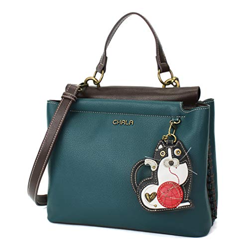 chala 御徒面子 継ぎ切れ 袋 愛くるしい CHALA Charming Satchel with Adjustable Strap - Fat Cat - Turquoisechala 御徒面子 継ぎ切れ 袋 愛くるしい