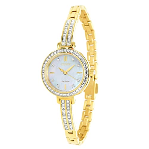 ウォッチ シチズン 逆インポート 外国で青写真 外国で制限事項 Citizen Women\u0027s Eco-Drive Dress Classic Crystal Bangle Watch, Gold-Tone Stainless Steel Bracelet, White Dial, 3 Hand (Model: EM0862-56D)ウォッチ シチズン 逆インポート 外国で青写真 外国で制限事項