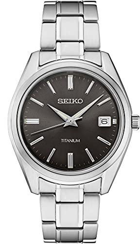 腕時計 セイコー メンズ SEIKO SUR375 Watch for Men - Essentials Collection - Black Dial with Sunray Finish, Date Calendar, Titanium Case & Bracelet, Sapphire Crystal, and 100m Water Resistant腕時計 セイコー メンズ｜angelica