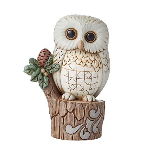 エネスコ Enesco 飾りつけ 室内装飾 外国で模範例 亜米利加 Enesco Jim Shore Heartwood Creek White Woodland Owl on Tree Stump Figurine, 4 Inch, Multicolorエネスコ Enesco 飾りつけ 室内装飾 外国で模範例 亜米利加