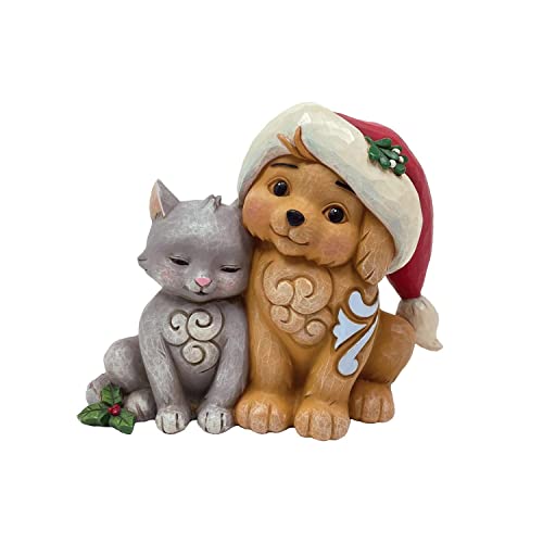 エネスコ Enesco 飾りつけ 室内装飾 外国で模範例 亜米利加 Enesco Jim Shore Heartwood Creek Kitten with Puppy インチ Santa Hat Miniature Figurine, 4.37 Inch, Multicolorエネスコ Enesco 飾りつけ 室内装飾 外国で模範例 亜米利加