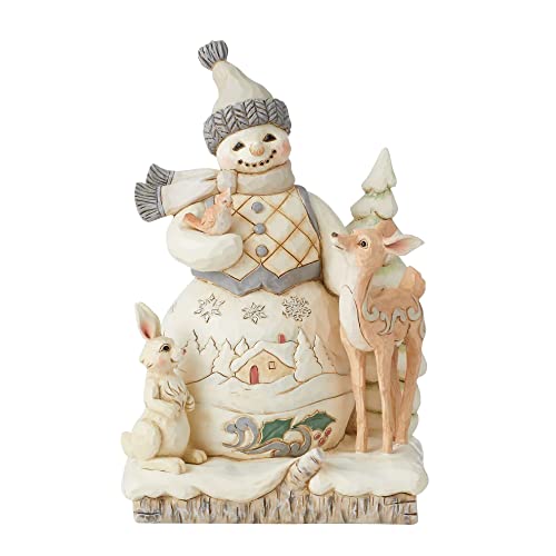 エネスコ Enesco 飾りつけ 室内装飾 外国で真似形 亜米利加 Enesco Jim Shore Heartwood Creek White Woodland Snowman with Deer and Bunny Figurine, 8.27 Inch, Multicolorエネスコ Enesco 飾りつけ 室内装飾 外国で真似形 亜米利加