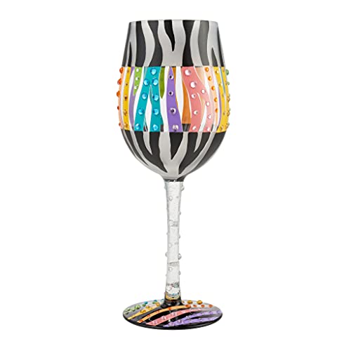 エネスコ Enesco 飾りつけ 室内装飾 外国でひな形 亜米利加 Enesco Designs by Lolita Love Your Stripes Zebra Hand-Painted Artisan Wine Glass, 15 Ounce, Multicolorエネスコ Enesco 飾りつけ 室内装飾 外国でひな形 亜米利加