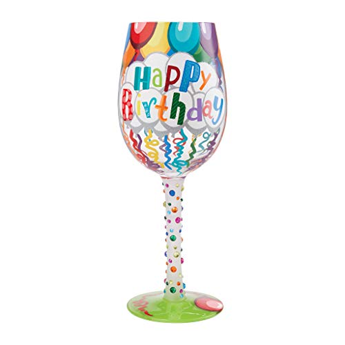 エネスコ Enesco 置物 インテリア 海外モデル アメリカ Enesco Designs by Lolita Happy Birthday Streamers Artisan Hand-Painted Wine Glass, 15 Ounce, Multicolorエネスコ Enesco 置物 インテリア 海外モデル アメリカ