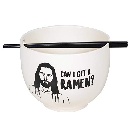 エネスコ Enesco 飾りつけ 室内装飾 外国で模範例 亜米利加 Enesco Our Name is Mud Jesus Can I Get a Ramen Bowl and Chopsticks Set, 5.25 Inch, Black and Whiteエネスコ Enesco 飾りつけ 室内装飾 外国で模範例 亜米利加