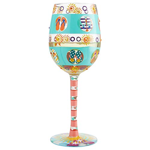エネスコ Enesco 飾りつけ 室内装飾 外国で模範例 亜米利加 Enesco 6004759 Designs by Lolita Flip Flop Days Artisan Hand-Painted Wine Glass, 15 Ounce, Multicolorエネスコ Enesco 飾りつけ 室内装飾 外国で模範例 亜米利加