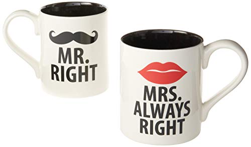 エネスコ Enesco 飾りつけ 室内装飾 外国でひな形 亜米利加 Enesco Our Name is Mr. Right and Mrs. Always Right Stoneware Coffee Mug Setエネスコ Enesco 飾りつけ 室内装飾 外国でひな形 亜米利加