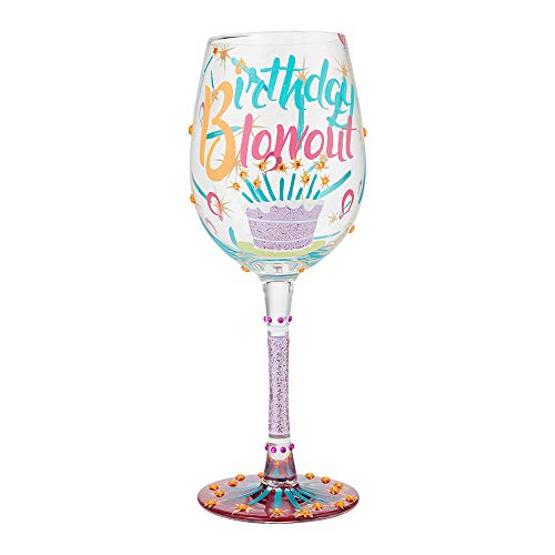エネスコ Enesco 飾りつけ 室内装飾 外国で模範例 亜米利加 Enesco Designs by Lolita Birthday Blowout Hand-Painted Artisan Wine Glass, 15 Ounce, Multicolorエネスコ Enesco 飾りつけ 室内装飾 外国で模範例 亜米利加