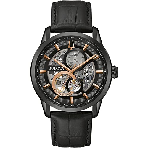 ウォッチ ブローバ メンズ Bulova Men Analogue Automatic Watch with Leather Strap 98A283, Black, Modernウォッチ ブローバ メンズ