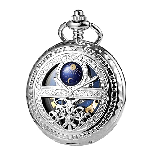 TREEWETO Men's Mechanical Pocket Watch, Silver｜angelica