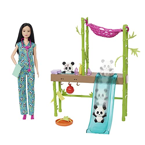 バービー バービーあやつり人形 Barbie Careers Playset, Baby Panda Care \u0026 Rescue Set with Vet Fashion Doll, 2 Color-Change Pandas \u0026 20+ Accessoriesバービー バービーあやつり人形