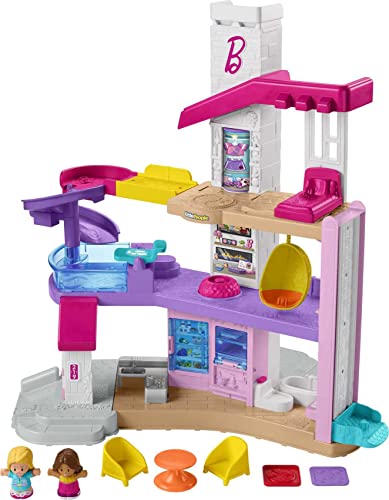 バービー バービーあやつり人形 Fisher-Price Little People Barbie Toddler Toy Little DreamHouse Playset with Music Lights Sounds \u0026 7 Pieces for Ages 18+ Monthsバービー バービーあやつり人形