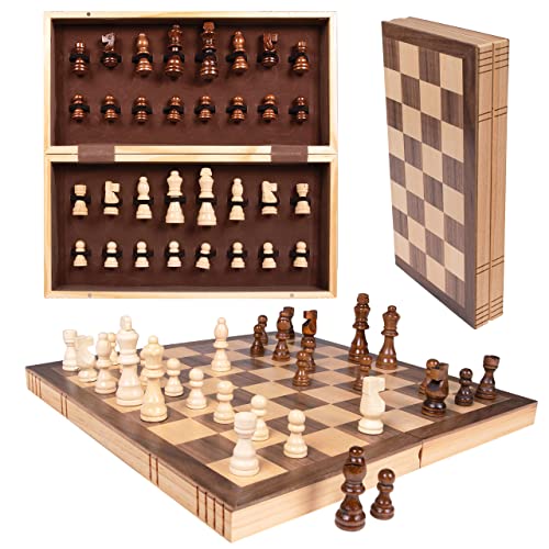 ゲーム盤力くらべ 英語 亜米利加 外国で力くらべ Premium Wooden Chess Set, 15.7 Inches Chess Board Game Set for Adults - Folding Board - Pieces Storage Slots, Handmade Portable Travel Chess Game - Beginner Chess Set for Kidゲーム盤力くらべ 英語 亜米利加 外国で力くらべ