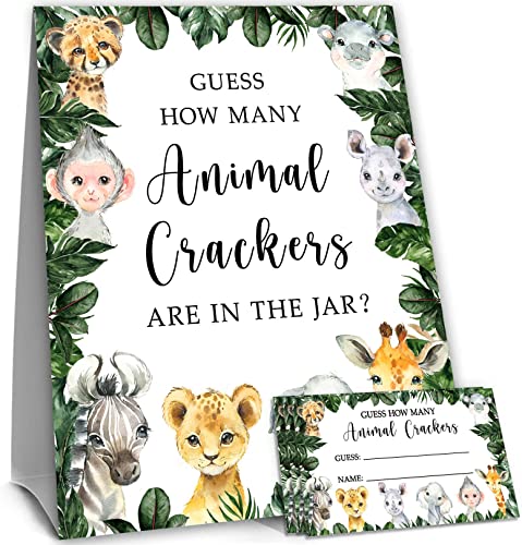 ゲーム盤力くらべ 英語 亜米利加 外国で力くらべ Yuzioey Safari How Many Animal Crackers Guessing, Jungle Animals Guessing Game Cards, 50 Cards and Matching Sign, Safari Baby Shower Gameゲーム盤力くらべ 英語 亜米利加 外国で力くらべ