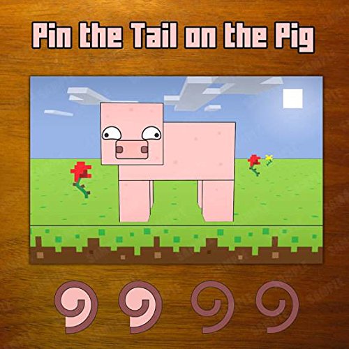 ゲーム盤競り合い 英語 亜米利加 外国で競り合い Silly Goose Gifts Pin The Tail On The Pig - Fun Kids Birthday Party Supply Celebration Activity - Pixel Block Video Game Themed Mining Craft Adventure Attachゲーム盤競り合い 英語 亜米利加 外国で競り合い