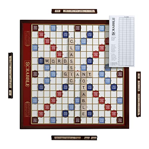 ゲーム盤力くらべ 英語 亜米利加 外国で力くらべ Scrabble Giant Deluxe Edition by WS Game Company with Oversized Rotating Wooden Game Board and Raised Letter Tile Grid, Board Games for 2-4 Players (Ages 8+)ゲーム盤力くらべ 英語 亜米利加 外国で力くらべ