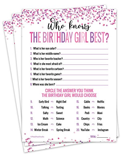 ゲーム盤力くらべ 英語 亜米利加 外国で力くらべ 30 Who Knows The Birthday Girl Best Game Cards- for Child or Teen- Fun and Easy Game for Party or Sleepover- Girl Birthday Supplies, Activity, Decorationsゲーム盤力くらべ 英語 亜米利加 外国で力くらべ
