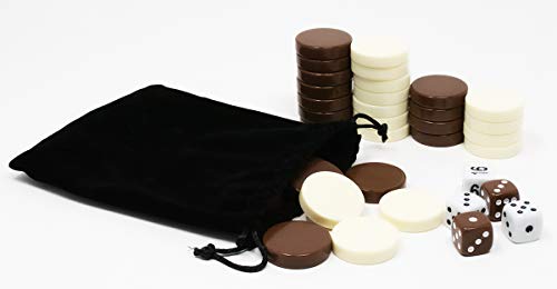 ボードゲーム 英語 アメリカ 海外ゲーム DA VINCI 1.25 Inch Brown and Ivory Game Chips, Replacement Backgammon Pieces with 5 Dice and Cloth Storage Bagボードゲーム 英語 アメリカ 海外ゲーム｜angelica