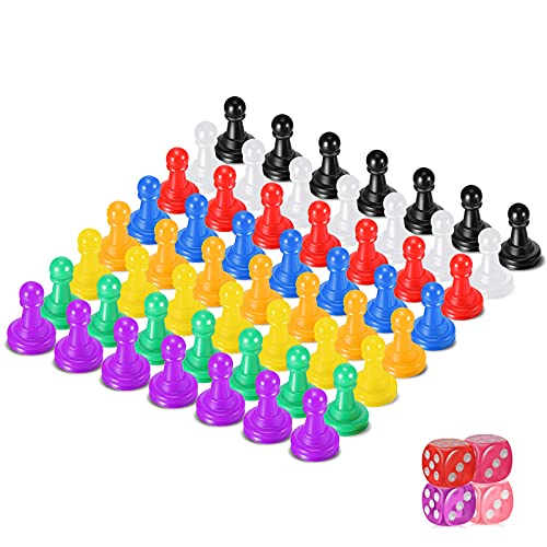 ゲーム盤力くらべ 英語 亜米利加 外国で力くらべ Zhanmai 60 Pcs Board Game Pieces Multicolor Plastic Pawn Chess Pieces Components Table Markings 6 Sided Game Dice for Board Games Assorted Pawn Tabletop Game Replacementゲーム盤力くらべ 英語 亜米利加 外国で力くらべ