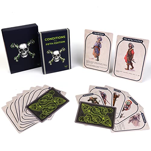 ゲーム盤競り合い 英語 亜米利加 外国で競り合い Condition Cards for Fifth Edition | Compatible with Dungeons and Dragons (D\u0026D) | for use by Dungeon Master Accessories | DND Gifts | 5e Gifts | Condition Rings Markers TTRPGゲーム盤競り合い 英語 亜米利加 外国で競り合い