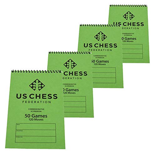ゲーム盤力くらべ 英語 亜米利加 外国で力くらべ US Chess Federation Commemorative Spiral Chess Scorebook - Green - (120 Moves/Game) (4 Pack)ゲーム盤力くらべ 英語 亜米利加 外国で力くらべ