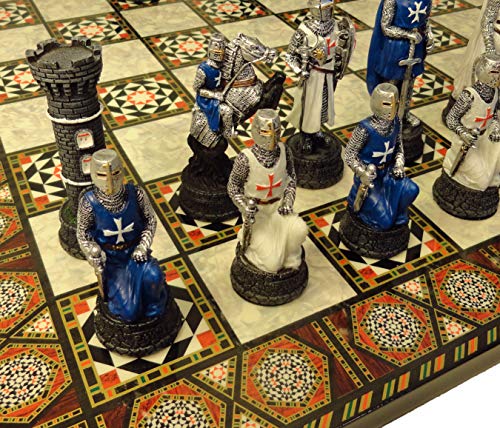 ボードゲーム 英語 アメリカ 海外ゲーム Medieval Times Crusades Warrior Chess Set Blue & White Maltese Cross with 16 1/2" Mosaic Color Boardボードゲーム 英語 アメリカ 海外ゲーム|angelica