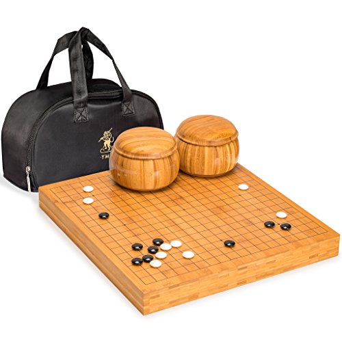 ゲーム盤力くらべ 英語 亜米利加 外国で力くらべ Yellow Mountain Imports Bamboo 2-Inch Reversible 19x19/13x13 Go Game Set Board with Double Convex Melamine Stones and Bamboo Bowls - Classic Strategy Board Game (Baduk/Weiqi)ゲーム盤力くらべ 英語 亜米利加 外国で力くらべ