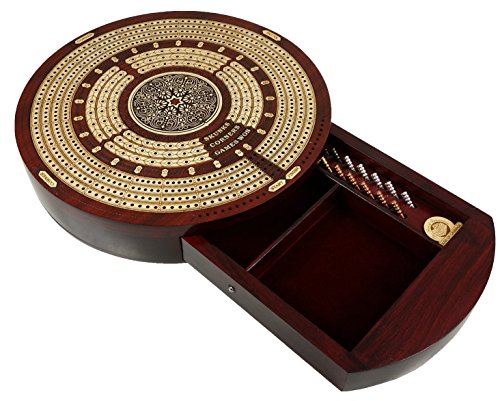 ゲーム盤力くらべ 英語 亜米利加 外国で力くらべ Round 4 Track Continuious Cribbage Board W/Card Storage Drawer Maple Tracks on Bloodwood - Corners, Skunks \u0026 Games Wonゲーム盤力くらべ 英語 亜米利加 外国で力くらべ