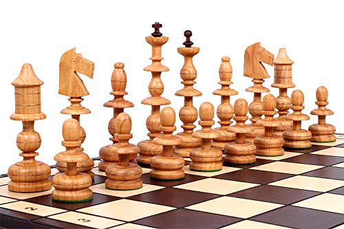 ゲーム盤力くらべ 英語 亜米利加 外国で力くらべ The Alcazar Chess Set an Unique Hand Crafted Wood Chess Pieces with a 5 inch King, 22.8 inch Wooden Chess Board that Folds for Chess Piece Storageゲーム盤力くらべ 英語 亜米利加 外国で力くらべ