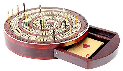 ゲーム盤力くらべ 英語 亜米利加 外国で力くらべ House of Cribbage - Cribbage Board Spiral Design Round Shape 4 Tracks Bloodwood/Maple with Place for Skunks, Corners \u0026 Won Gamesゲーム盤力くらべ 英語 亜米利加 外国で力くらべ