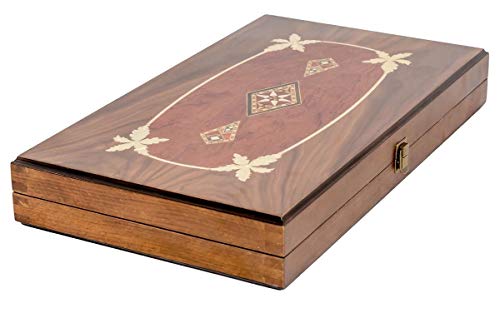 ゲーム盤力くらべ 英語 亜米利加 外国で力くらべ Backgammon Set Mosaic Design- Foldable Walnut Board - Classic Board Game - Size 20,5\