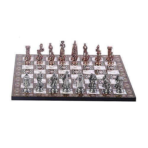 ゲーム盤力くらべ 英語 亜米利加 外国で力くらべ Medieval British Army Antique Copper Metal Chess Set for Adults, Handmade Pieces and Mosaic Design Wooden Chess Board King 2.75 incゲーム盤力くらべ 英語 亜米利加 外国で力くらべ