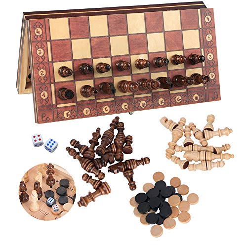 ゲーム盤力くらべ 英語 亜米利加 外国で力くらべ Luoyer 3-インチ-1 Chess Set Include Chess Checkers Backgammon 11 inch Wooden Board Game Set with Foldable Portable Case for Adults Travel Outdoorゲーム盤力くらべ 英語 亜米利加 外国で力くらべ