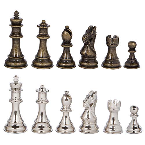 ゲーム盤力くらべ 英語 亜米利加 外国で力くらべ Frankfort Silver and Bronze Metal Chess Pieces with 3.75 Inch King and Extra Queens, Pieces Only, No Boardゲーム盤力くらべ 英語 亜米利加 外国で力くらべ