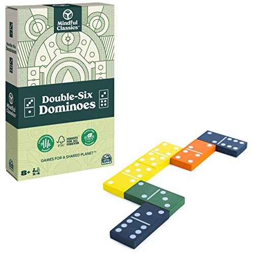 ゲーム盤競り合い 英語 亜米利加 外国で競り合い Mindful Classics, Double-Six Wood Dominoes Set Sustainable Classic Games with Wood Storage Case, for Adults and Kids Ages 8 and upゲーム盤競り合い 英語 亜米利加 外国で競り合い