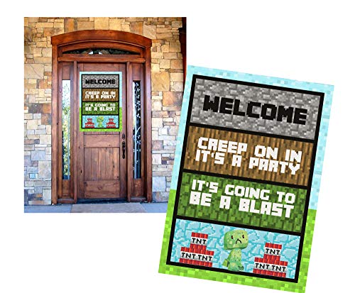 ゲーム盤力くらべ 英語 亜米利加 外国で力くらべ Silly Goose Gifts Welcome Poster Door Entry Decor Party Supply Banner - Pixel Block Themed Video Game Enthusiast Fun Event Decoration Signゲーム盤力くらべ 英語 亜米利加 外国で力くらべ