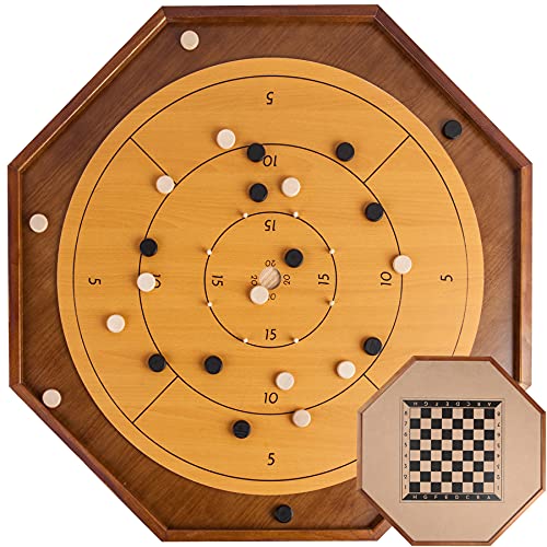 ゲーム盤力くらべ 英語 亜米利加 外国で力くらべ Crokinole and Checkers, 27-Inch Classic Crokinole Board Game with 22\