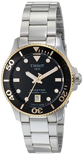 腕時計 ティソ メンズ Tissot Unisex Tissot Seastar 1000 36mm 316L Stainless Steel case with Yellow Gold PVD Coating Quartz Watch, Grey, Stainless Steel, 18 (T1202102105100)腕時計 ティソ メンズ｜angelica
