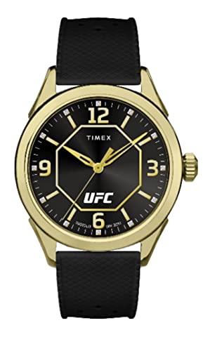 ウォッチ 五分五分メックス メンズ Timex UFC Men\u0027s Athena 42粍 Watch - Black Strap Black Dial Gold-Tone Caseウォッチ 五分五分メックス メンズ 腕時計-メンズ腕時計