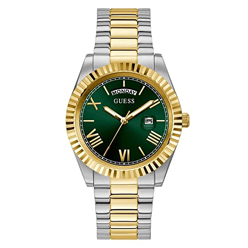 腕時計 ゲス GUESS メンズ Guess Men's Stainless Steel Watch - Two Tone - Stainless Steel Bracelet Green Dial Two Tone Case (Model: GW0265G8)腕時計 ゲス GUESS メンズ|angelica